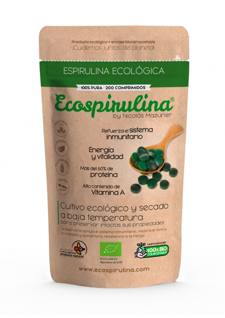 Espirulina, 200 comprimidos de 400mg. (50 días)