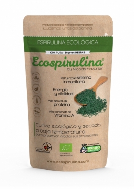 Espirulina ECO 100% pura en fideos producida en España